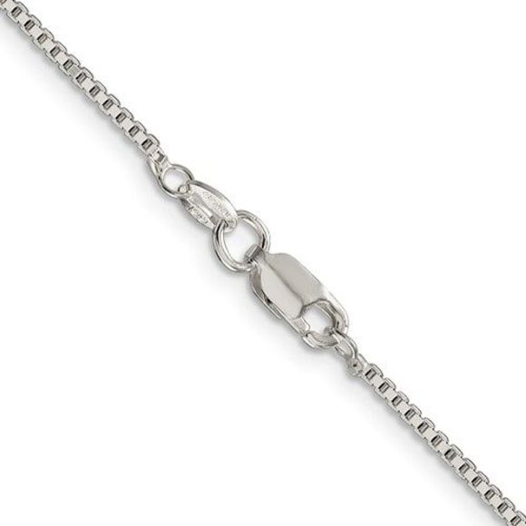 1.4mm Rhodium-Plated Sterling Silver Solid Box Chain Necklace, 18 Inch - Picture 2 of 5